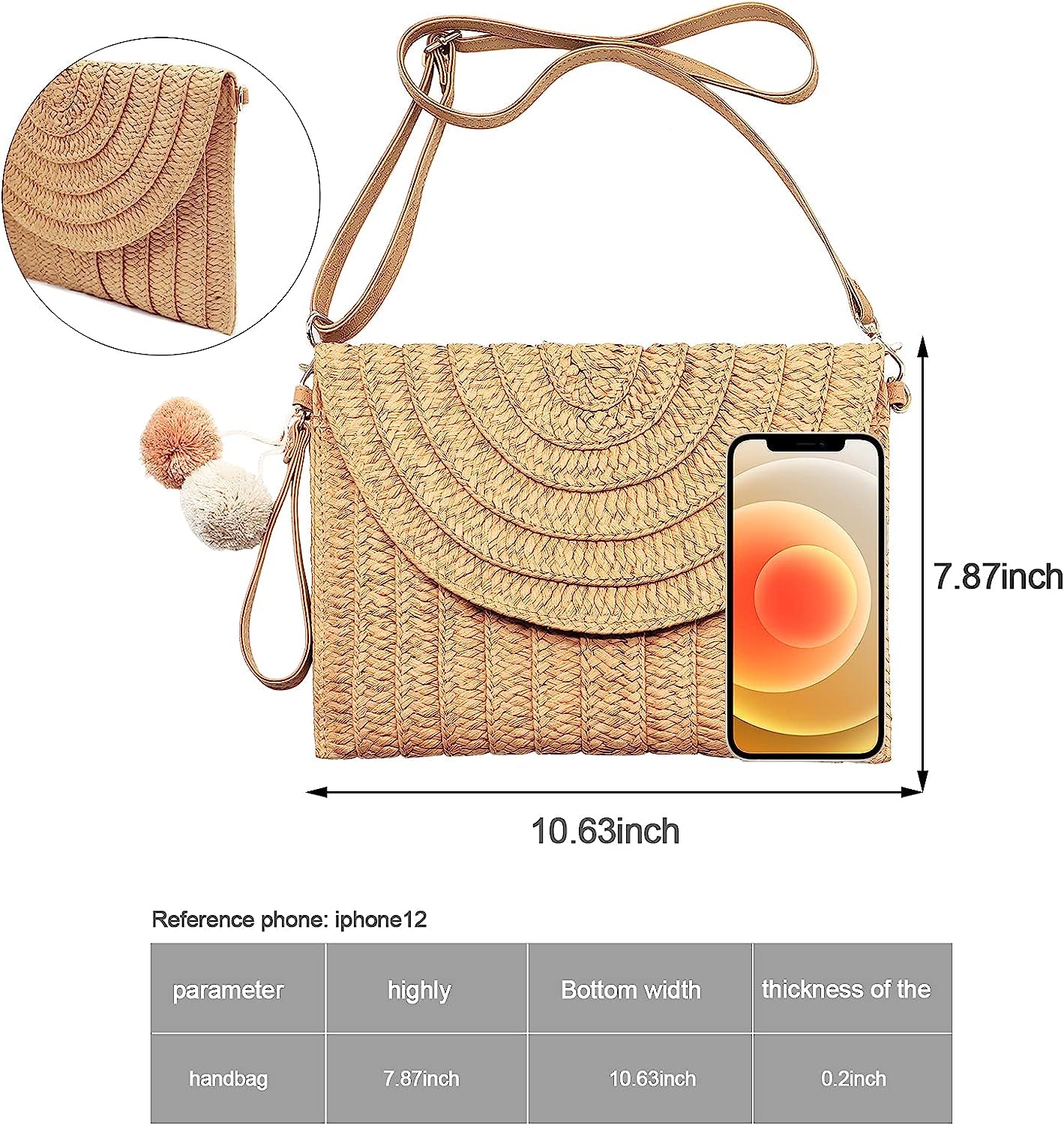 Zentora "Coastal Muse" Handwoven Straw Clutch β Crossbody Elegance for Every Escape