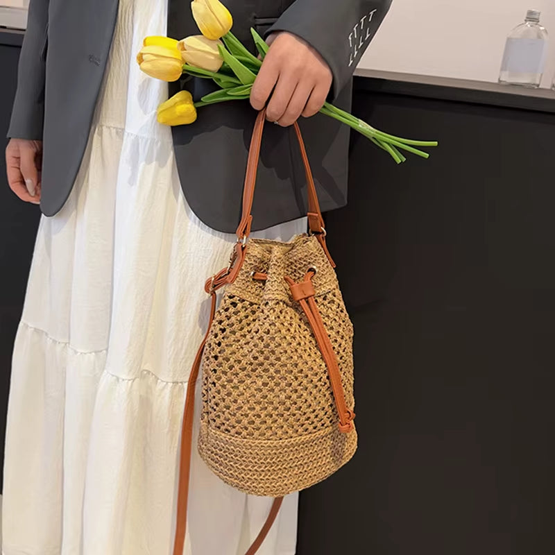 Zentora "SunChaser" Woven Straw Crossbody Bag – Handcrafted Boho Elegance