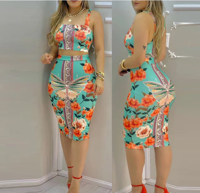 Zentora™ Tropical Muse Maxi Set – 2-Piece Summer Statement