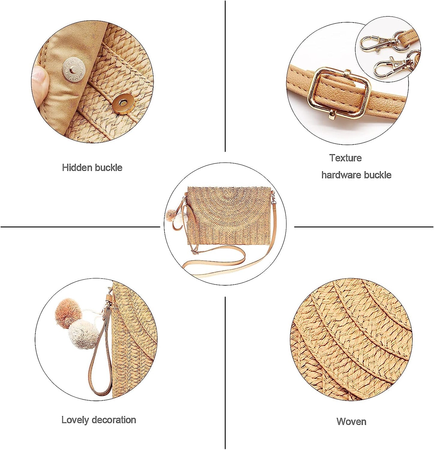 Zentora "Coastal Muse" Handwoven Straw Clutch β Crossbody Elegance for Every Escape
