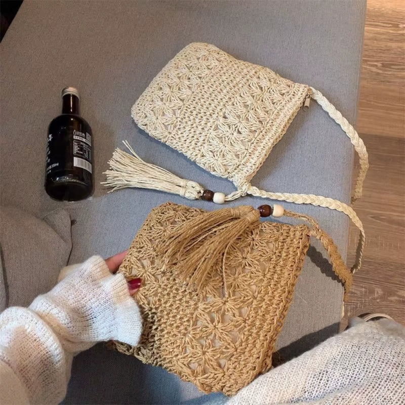Zentora "Willow Wanderer" Woven Boho Crossbody ā Lightweight Tassel Charm