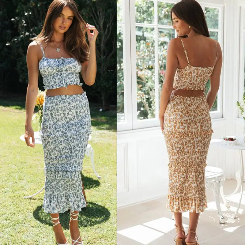 Zentora™ Boho Blossom Maxi Set – 2-Piece Summer Ensemble