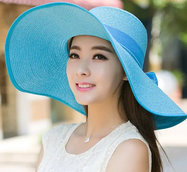Zentora™ Wide Brim Straw Sun Hat – Stylish UV Protection