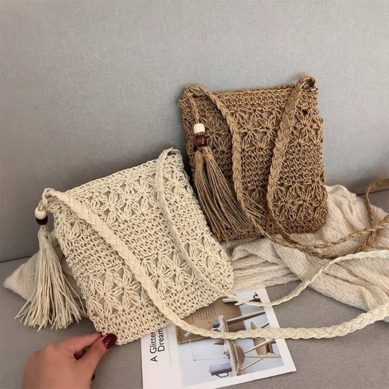 Zentora "Willow Wanderer" Woven Boho Crossbody ā Lightweight Tassel Charm