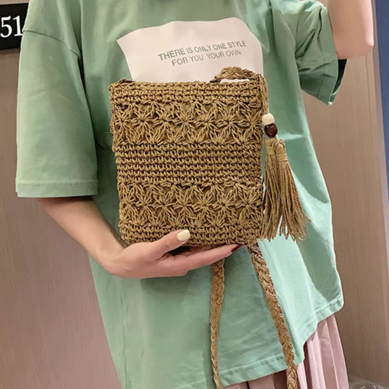 Zentora "Willow Wanderer" Woven Boho Crossbody ā Lightweight Tassel Charm