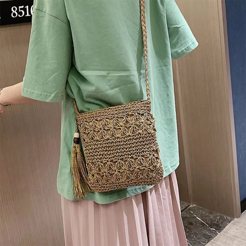 Zentora "Willow Wanderer" Woven Boho Crossbody ā Lightweight Tassel Charm