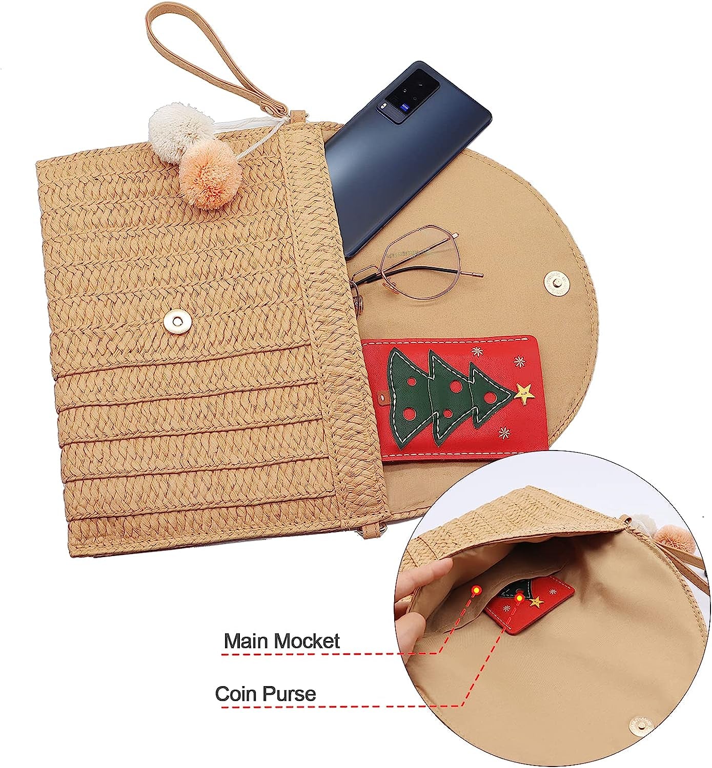 Zentora "Coastal Muse" Handwoven Straw Clutch β Crossbody Elegance for Every Escape
