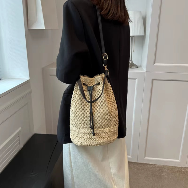 Zentora "SunChaser" Woven Straw Crossbody Bag – Handcrafted Boho Elegance