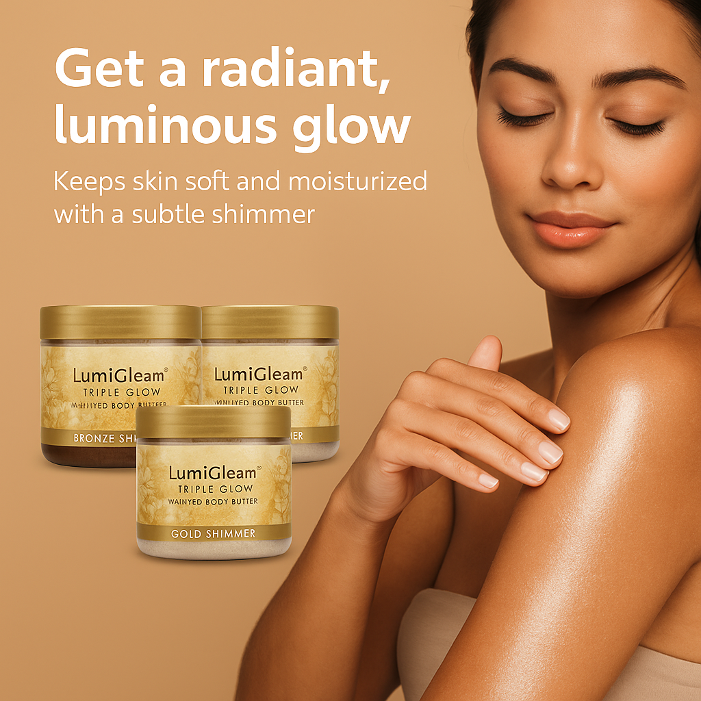 LumiGleam™ Triple Glow Whipped Body Butter – Bronze, Diamond & Gold Shimmer Set (3 pcs)