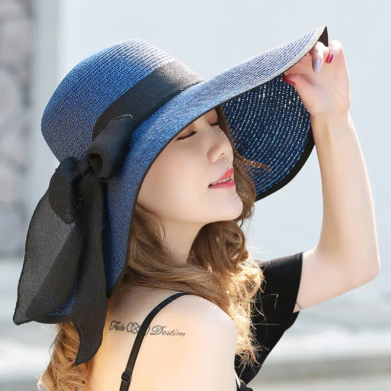Zentora ShadeBloom™ – Chic Wide-Brim Vacation Hat with Bow