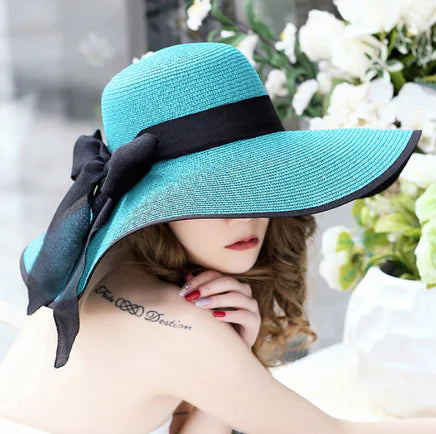 Zentora ShadeBloom™ – Chic Wide-Brim Vacation Hat with Bow