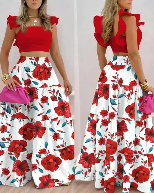 Zentora™ Tropical Muse Maxi Set – 2-Piece Summer Statement