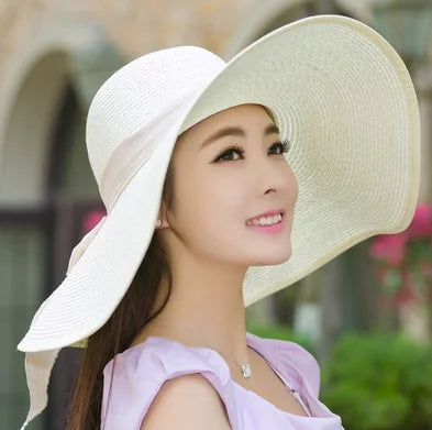 Zentora™ Wide Brim Straw Sun Hat – Stylish UV Protection
