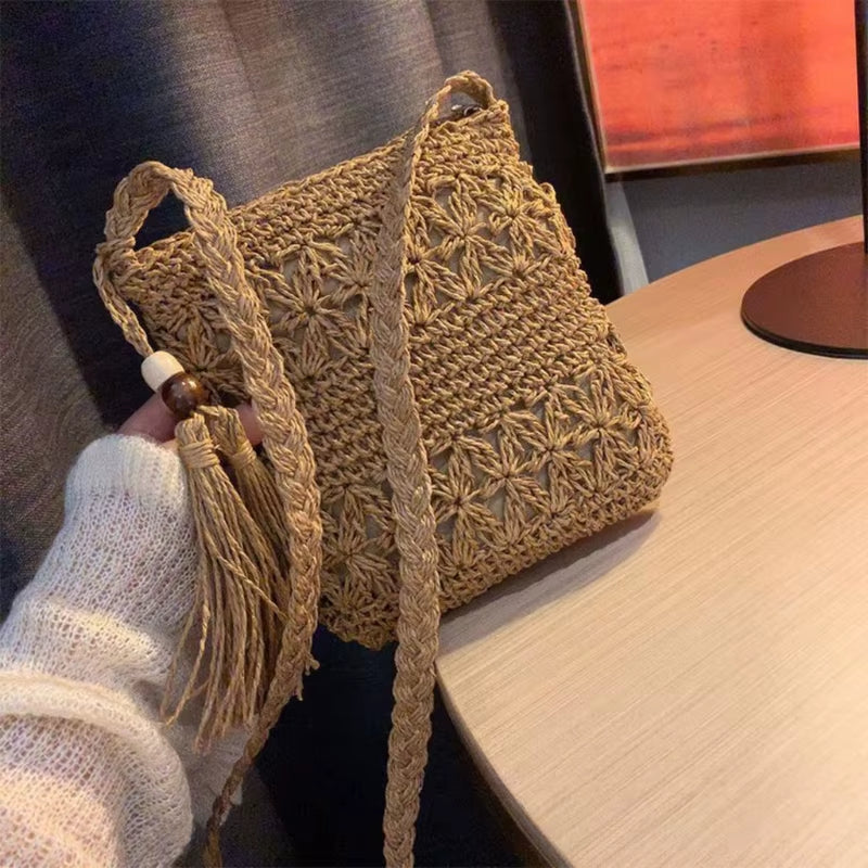 Zentora "Willow Wanderer" Woven Boho Crossbody ā Lightweight Tassel Charm