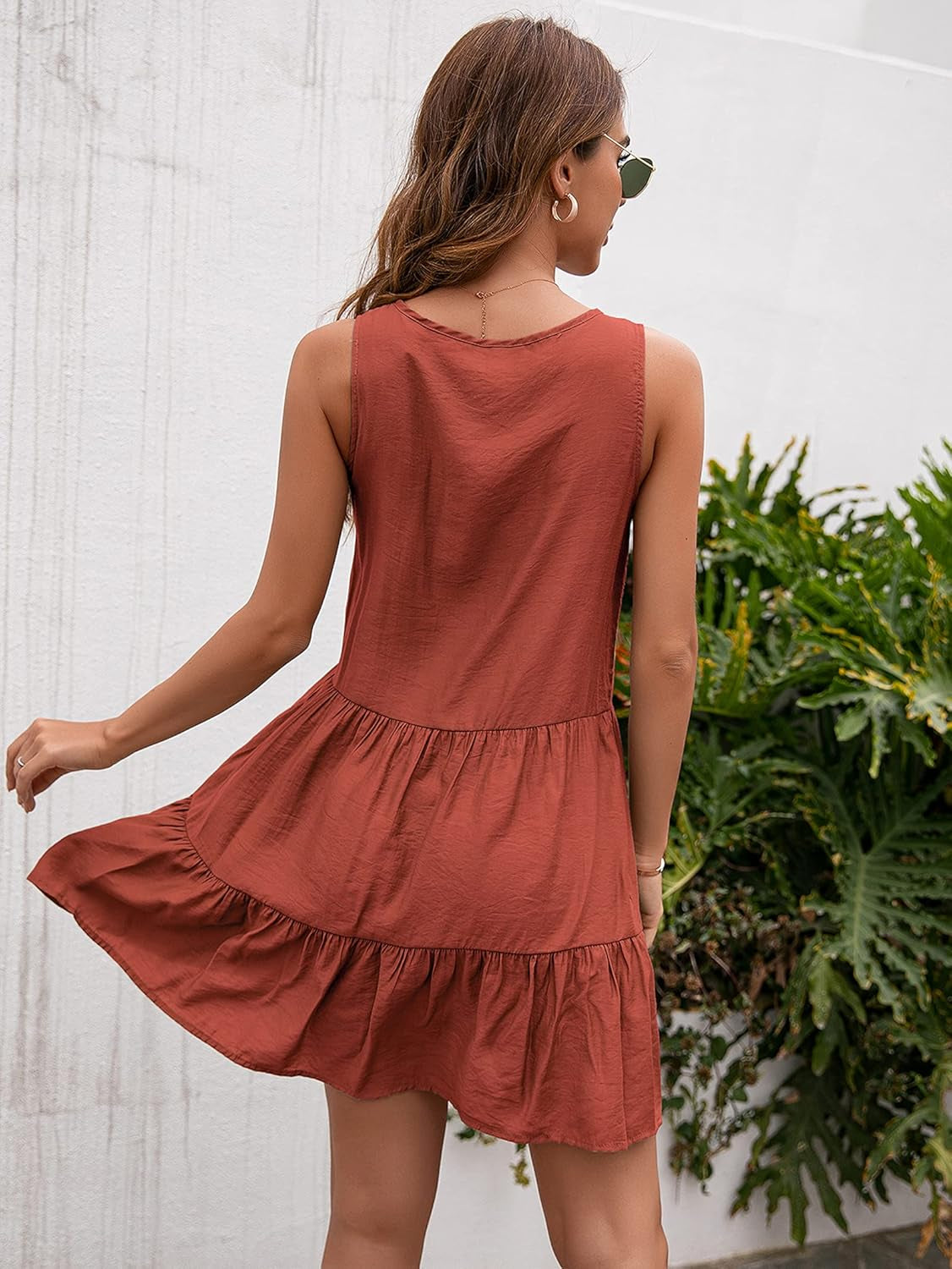 Women'S Summer Casual Floral Print Tassel V Neck Mini Dresses Short Sleeve/Sleeveless Bohemian Beach Dresses