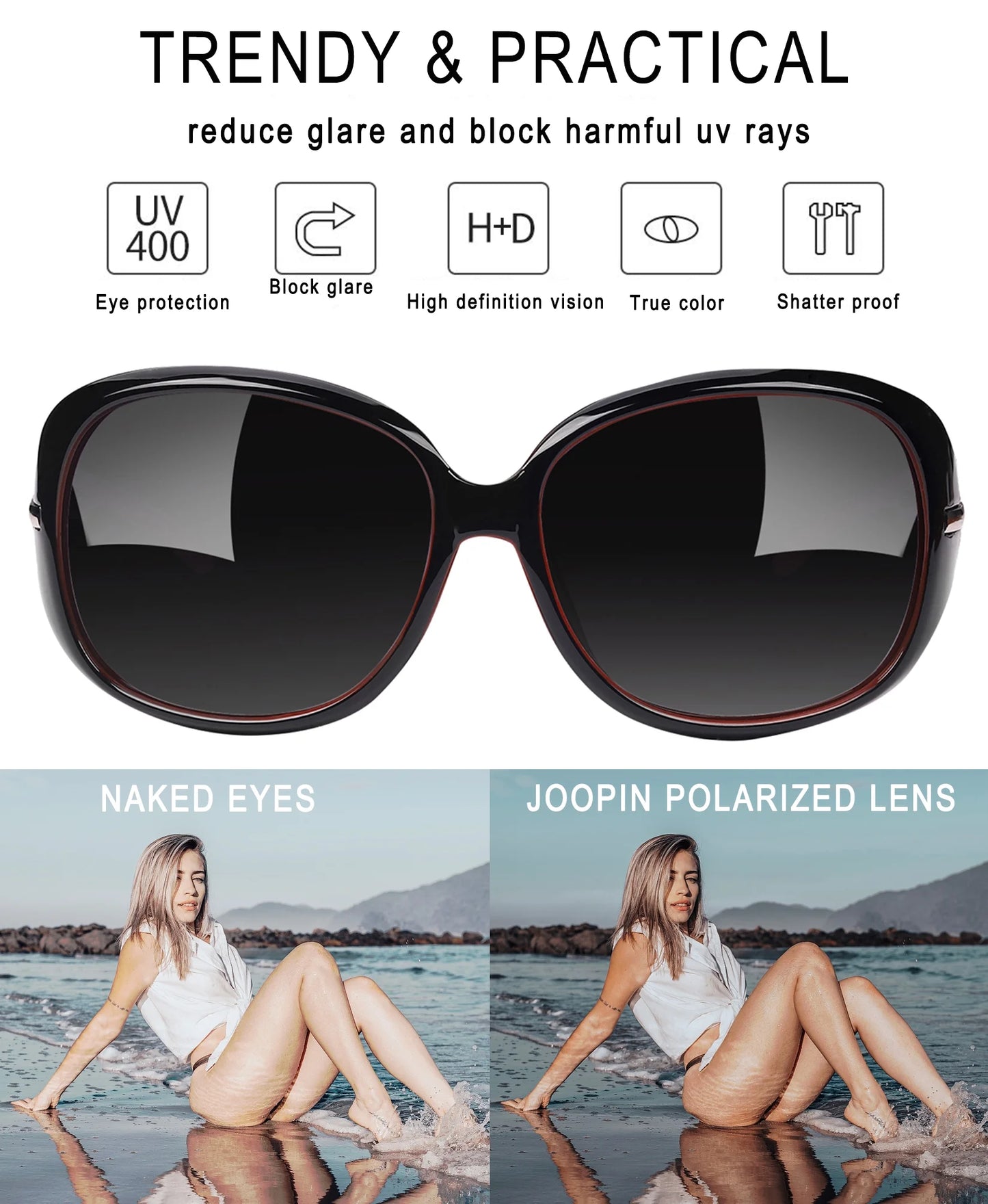 Zentora "Solar Muse" Oversized Polarized Sunglasses