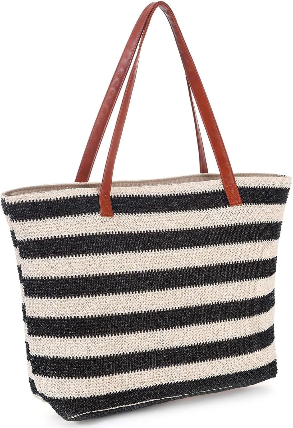 Zentora "SunStripe" Oversized Woven Beach Tote ā Bold Summer Statement