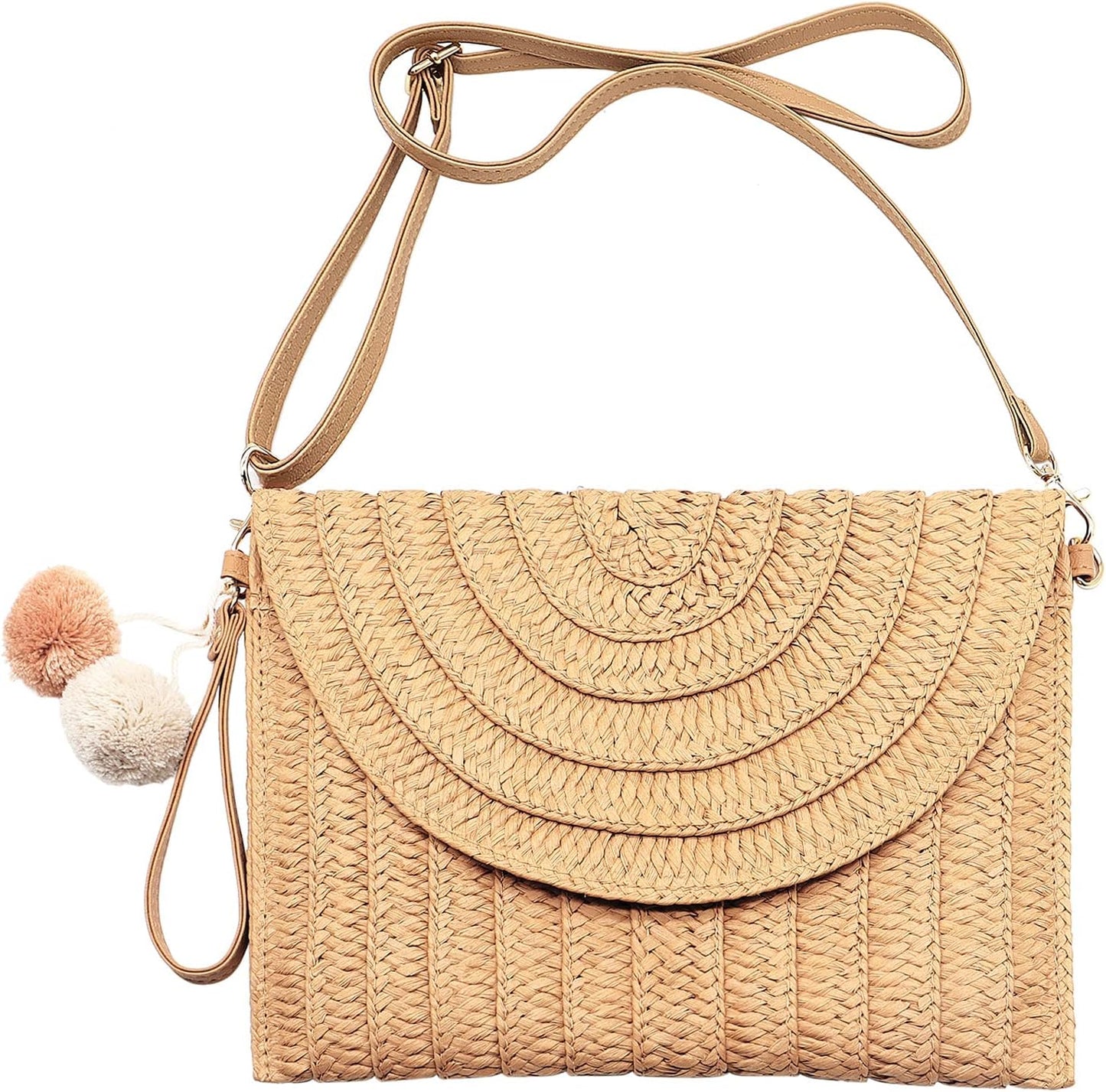 Zentora "Coastal Muse" Handwoven Straw Clutch β Crossbody Elegance for Every Escape