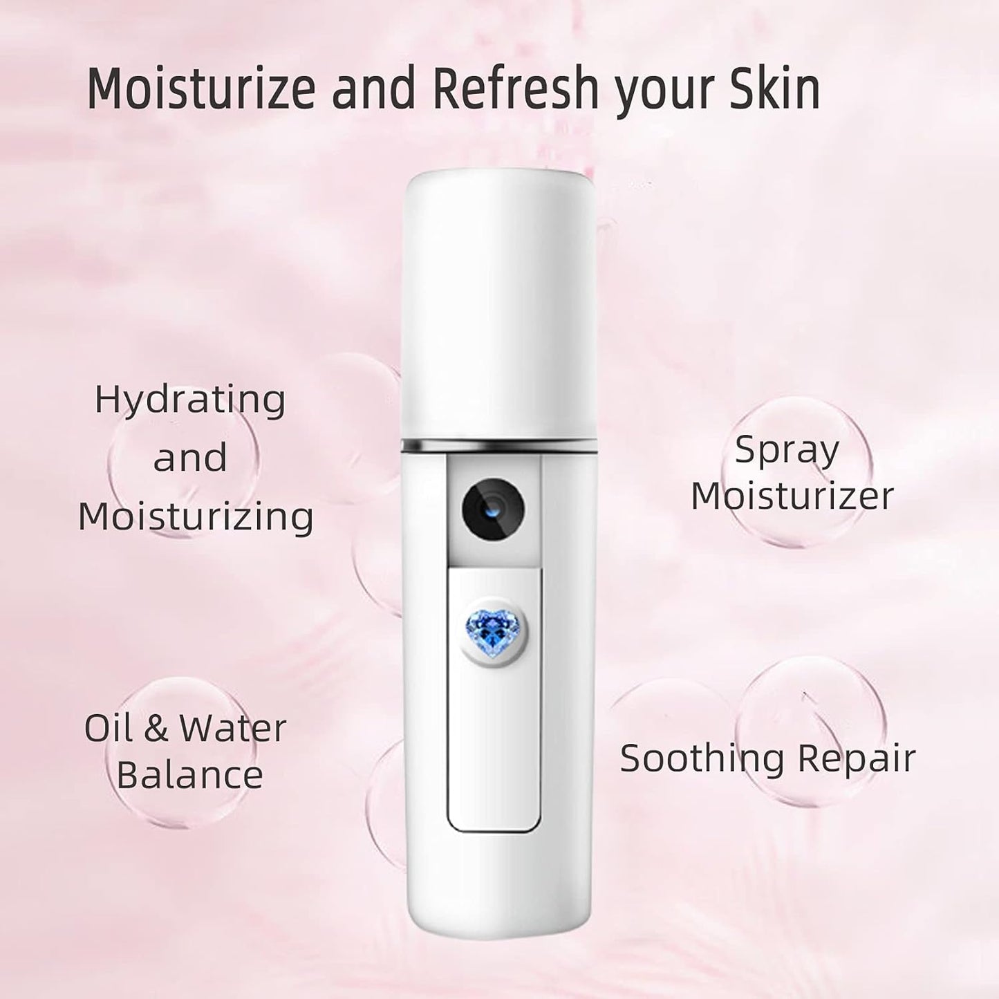 Nano Facial Mister Handy Facial Spray Bottle Portable Mist Sprayer USB Rechargeable Large Capacity Moisturizing & Hydrating for Facial Vaporizer Makeup, Eyelash Extensions