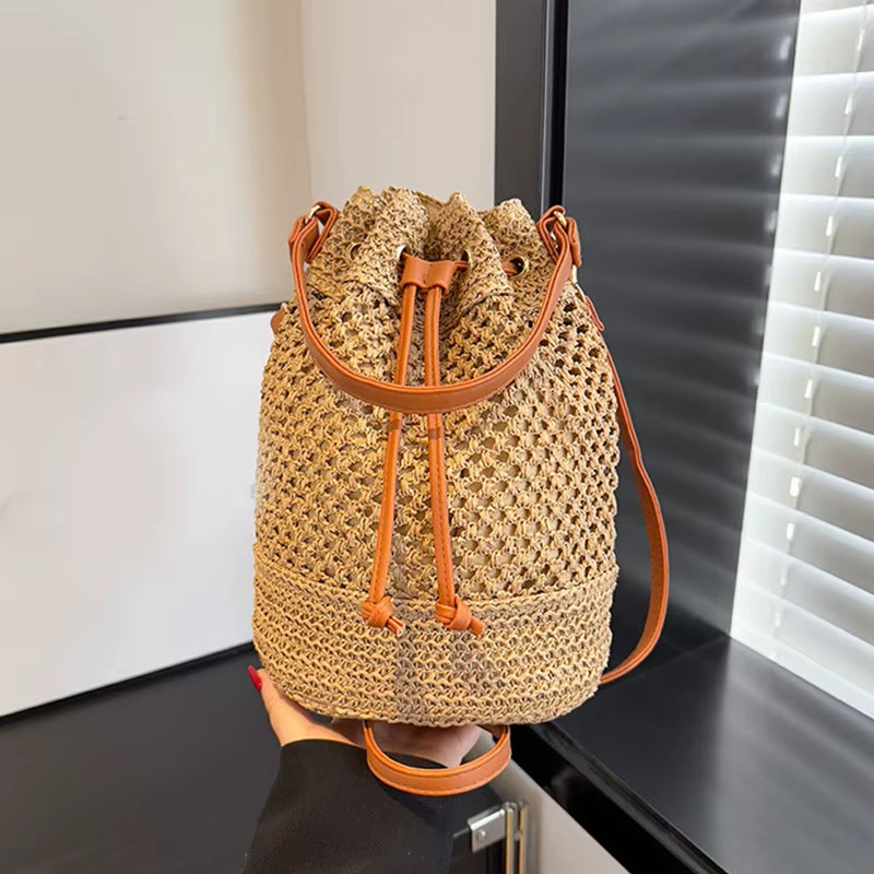 Zentora "SunChaser" Woven Straw Crossbody Bag – Handcrafted Boho Elegance