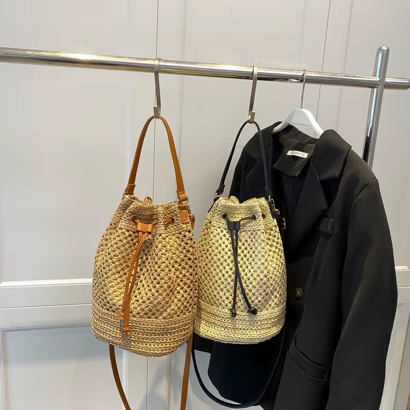Zentora "SunChaser" Woven Straw Crossbody Bag – Handcrafted Boho Elegance