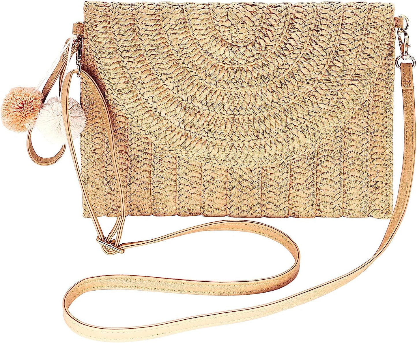 Zentora "Coastal Muse" Handwoven Straw Clutch β Crossbody Elegance for Every Escape