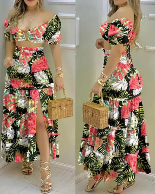 Zentora™ Tropical Muse Maxi Set – 2-Piece Summer Statement