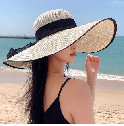 Zentora™ Wide Brim Straw Sun Hat – Stylish UV Protection