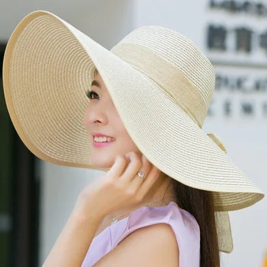 Zentora™ Wide Brim Straw Sun Hat – Stylish UV Protection
