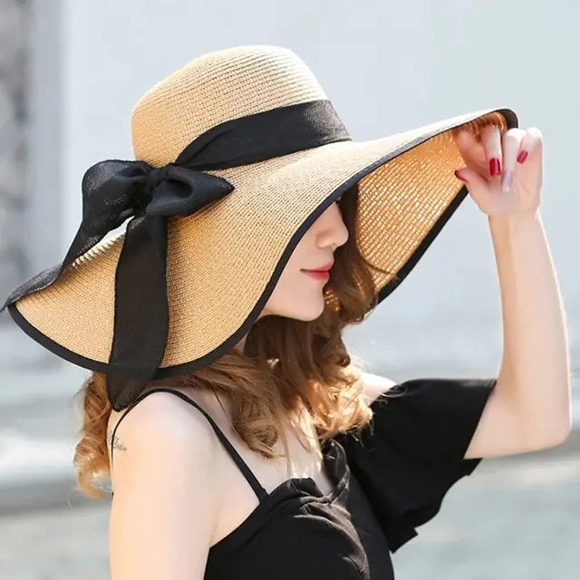 Zentora ShadeBloom™ – Chic Wide-Brim Vacation Hat with Bow