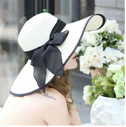 Zentora ShadeBloom™ – Chic Wide-Brim Vacation Hat with Bow