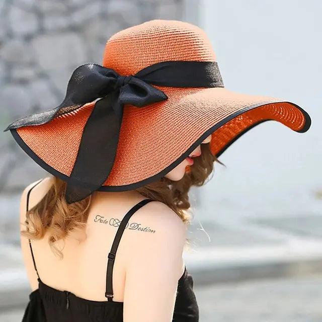 Zentora ShadeBloom™ – Chic Wide-Brim Vacation Hat with Bow