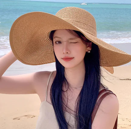 Zentora™ Wide Brim Straw Sun Hat – Stylish UV Protection