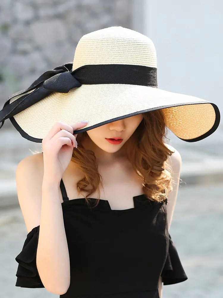 Zentora ShadeBloom™ – Chic Wide-Brim Vacation Hat with Bow