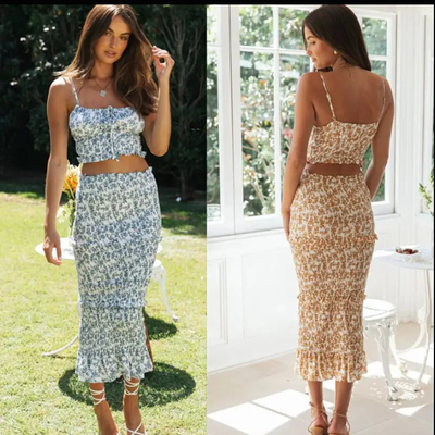 Zentora™ Boho Blossom Maxi Set – 2-Piece Summer Ensemble
