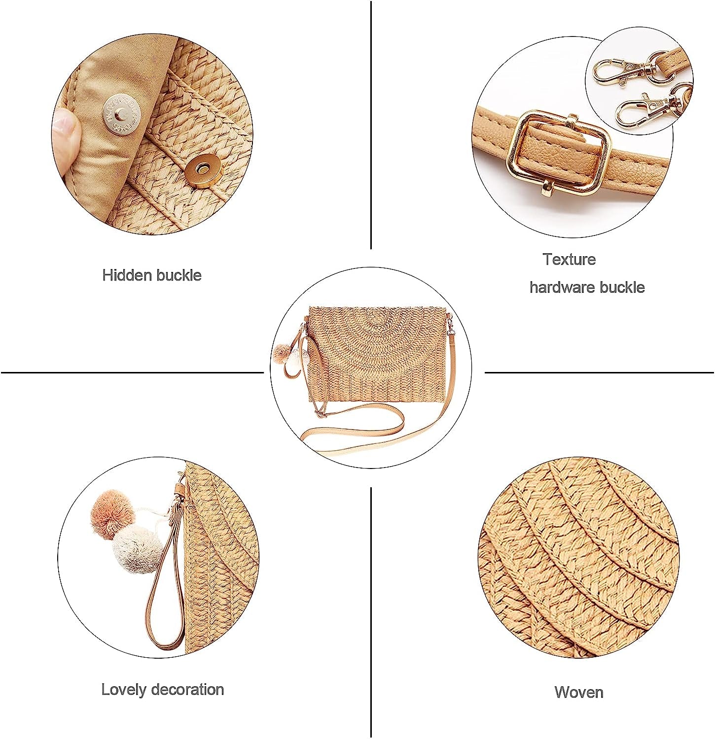 Zentora "Coastal Muse" Handwoven Straw Clutch – Crossbody Elegance for Every Escape