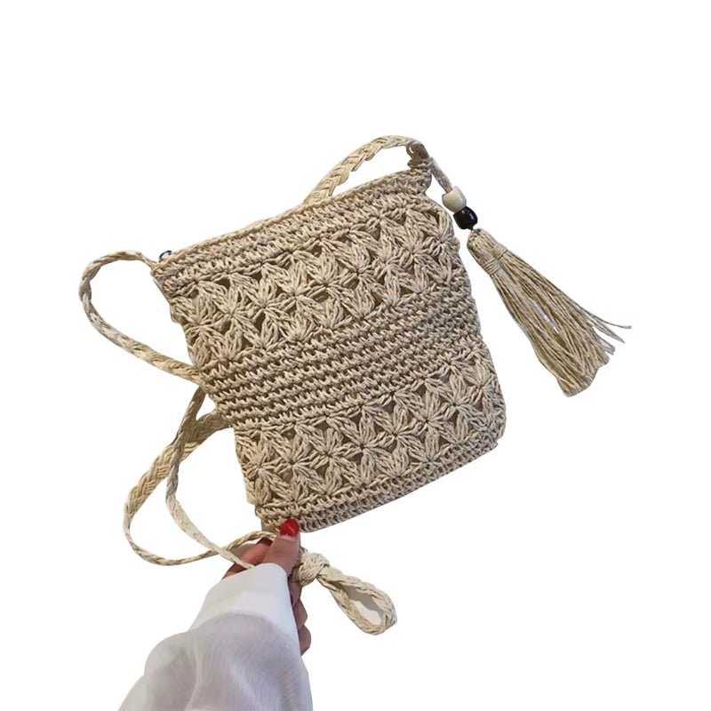 Zentora "Willow Wanderer" Woven Boho Crossbody – Lightweight Tassel Charm