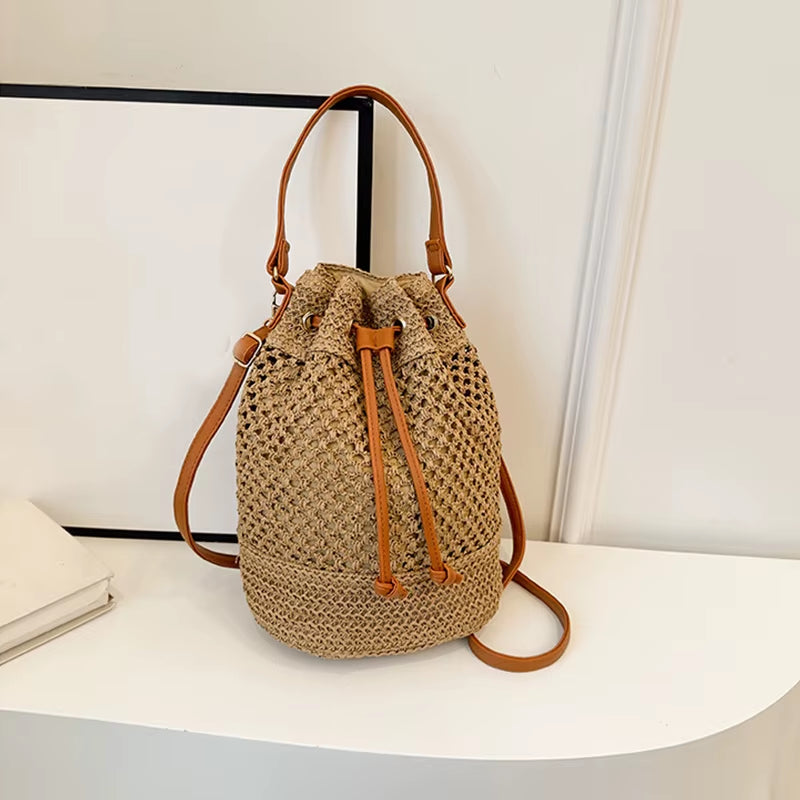 Zentora "SunChaser" Woven Straw Crossbody Bag – Handcrafted Boho Elegance