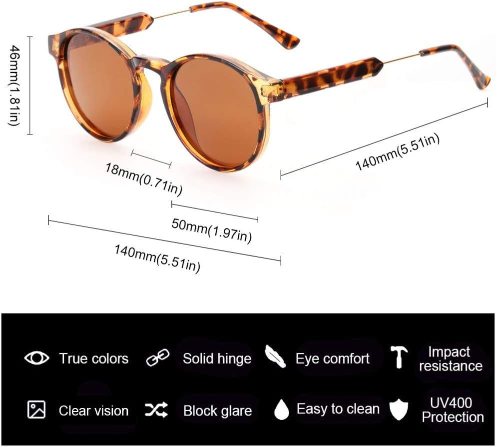 Polarized Sunglasses for Women Retro round Womens Sunglasses Vintage Shades