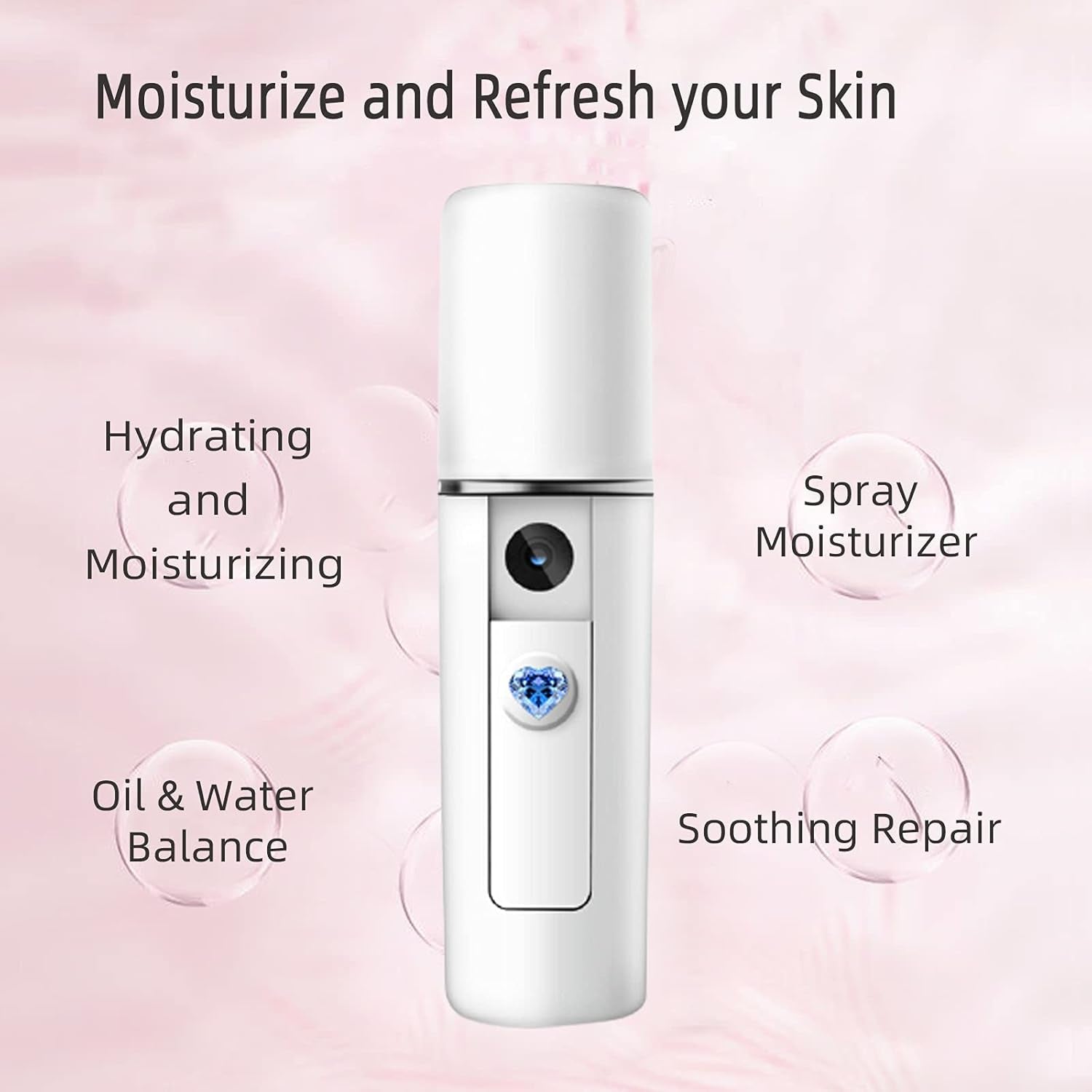 Nano Facial Mister Handy Facial Spray Bottle Portable Mist Sprayer USB Rechargeable Large Capacity Moisturizing & Hydrating for Facial Vaporizer Makeup, Eyelash Extensions