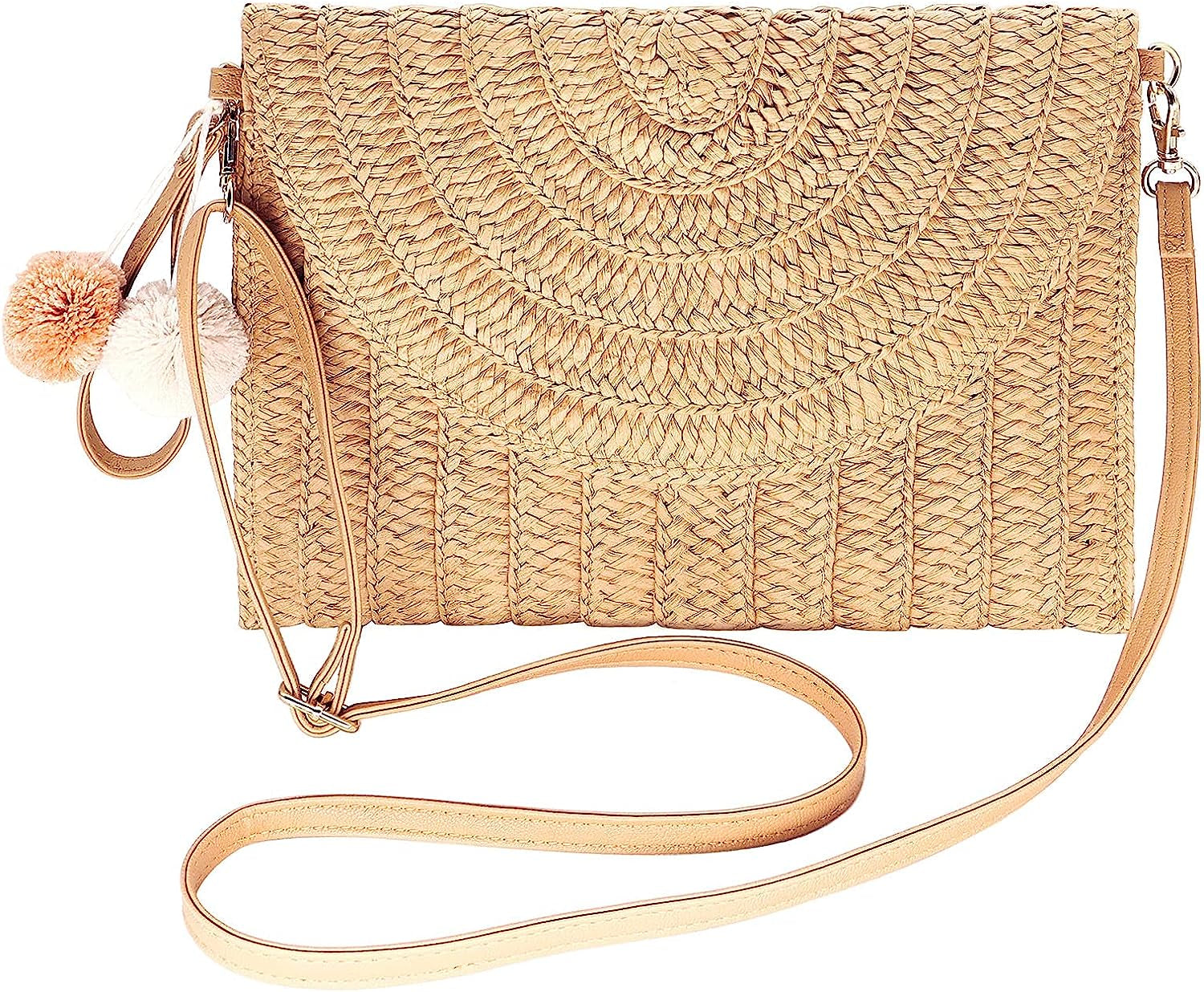 Zentora "Coastal Muse" Handwoven Straw Clutch – Crossbody Elegance for Every Escape